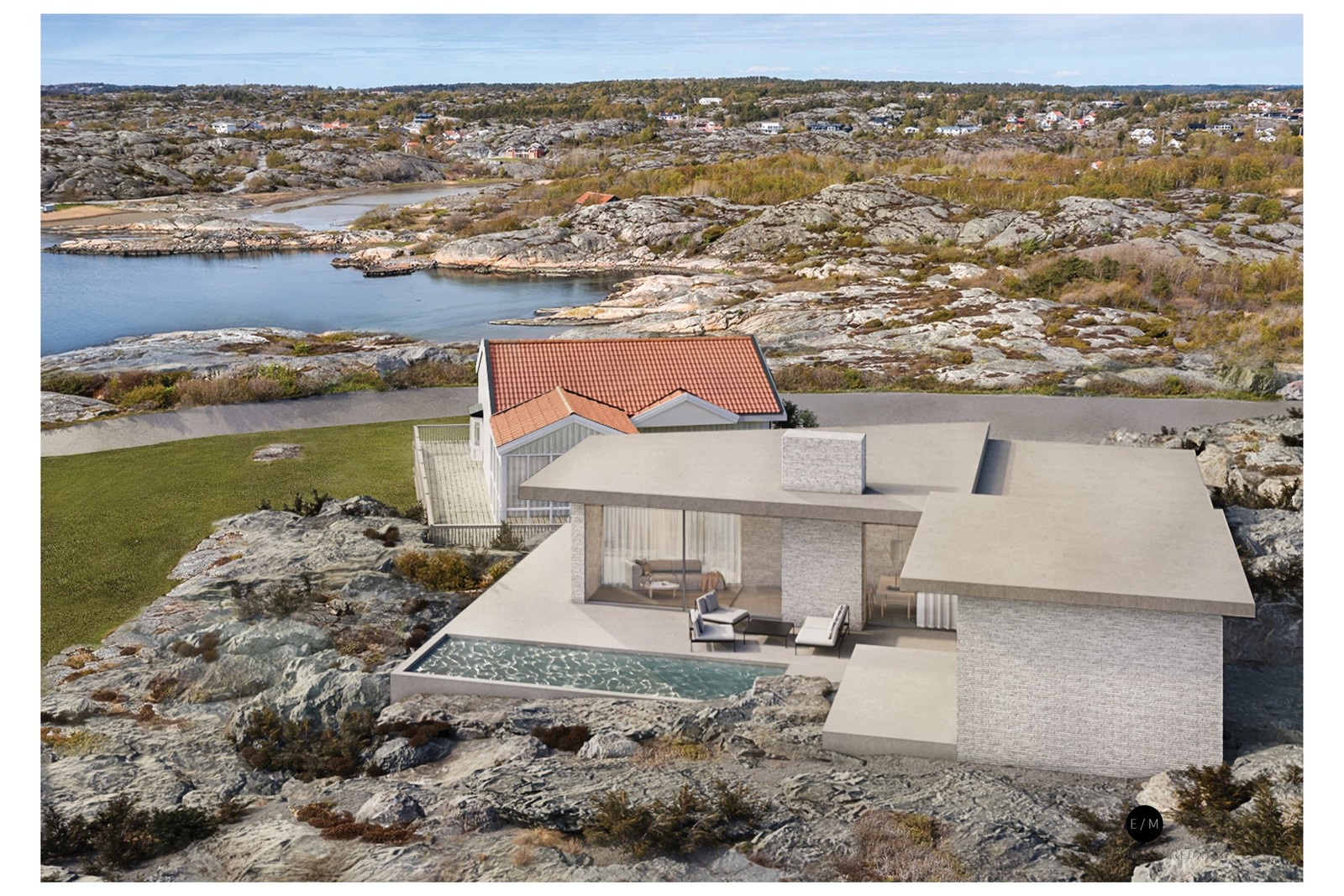 Skissförslag på bostad från Arkitektur och inredning. Arkitekt Elin