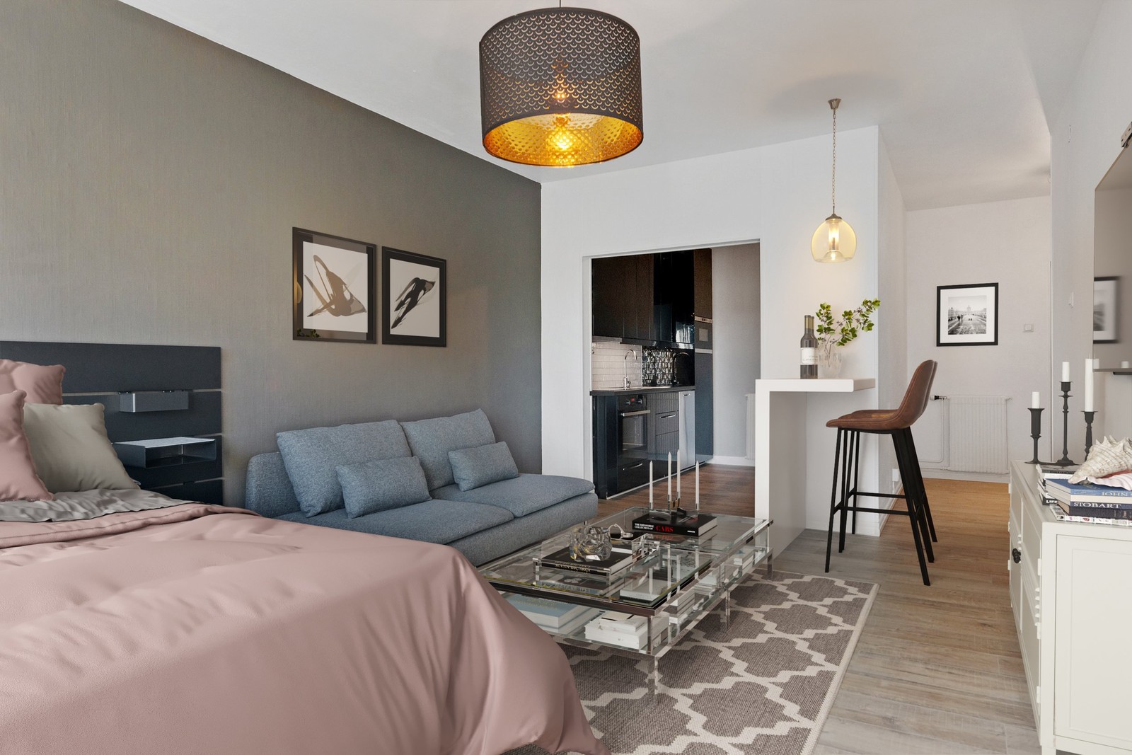 Digitalt stylad - för att visa hur man skulle kunna möblera.