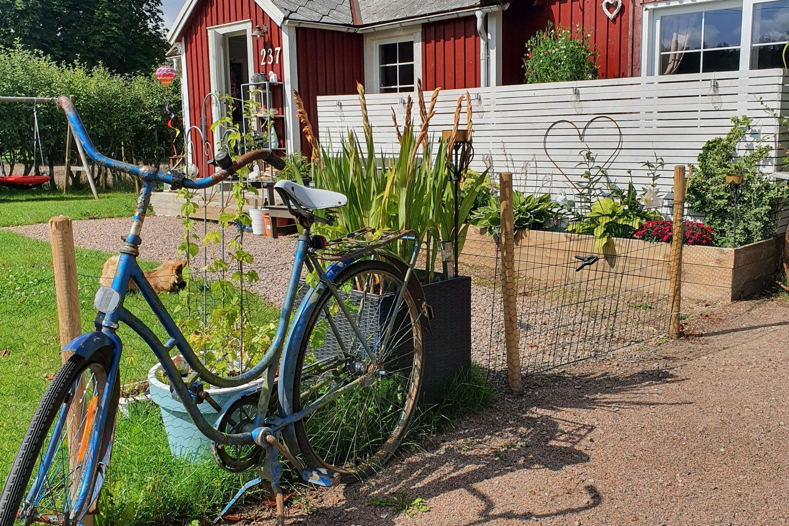 Runt husknuten leder en liten väg ner till Västersjön