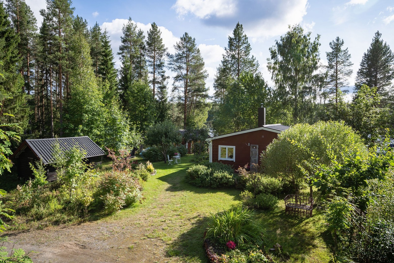 Välskött fritidshus med lummig trädgård