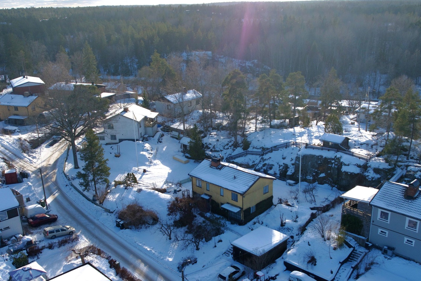 Villan är belägen på återvändsgata