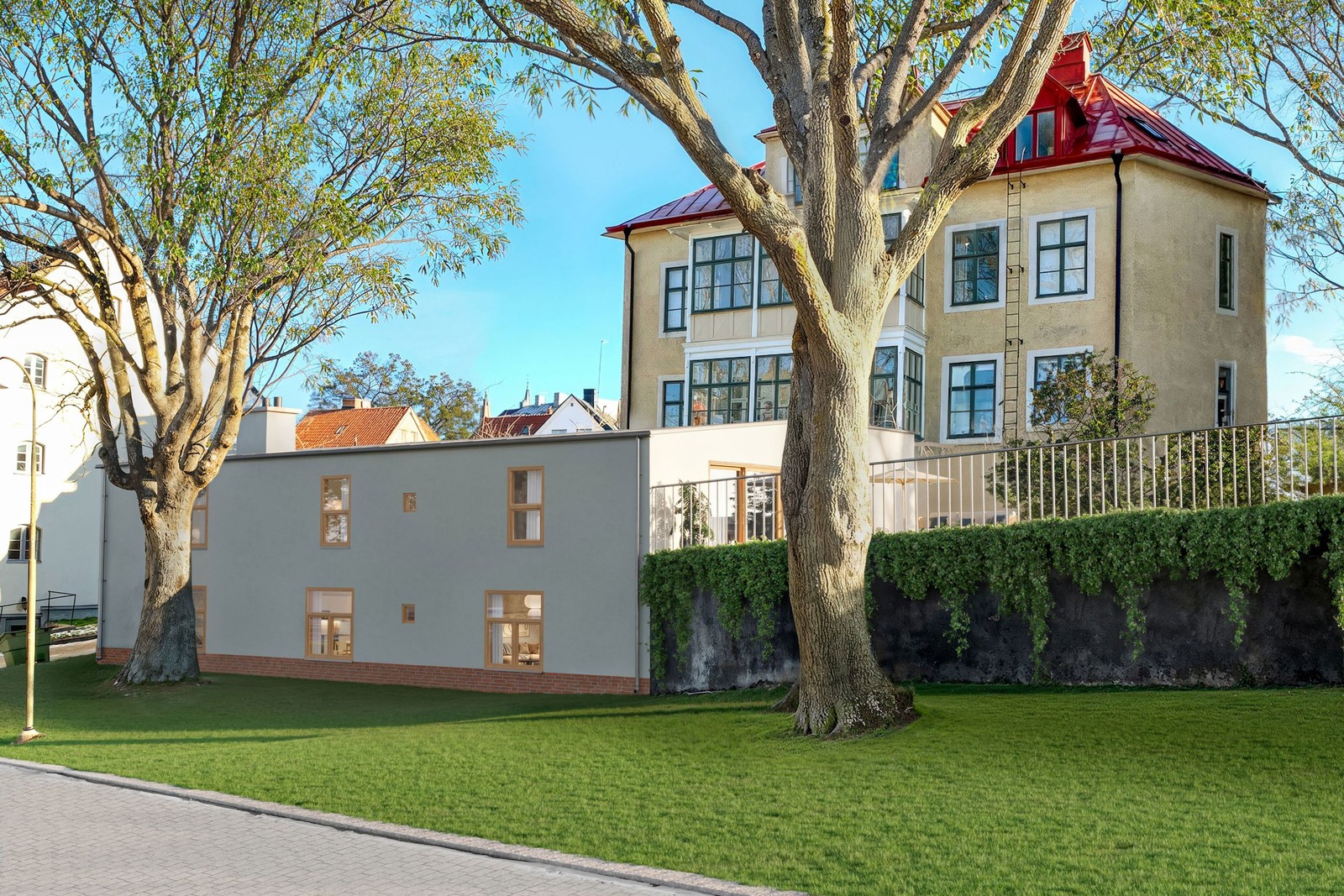 Fotorendering av bostadshus