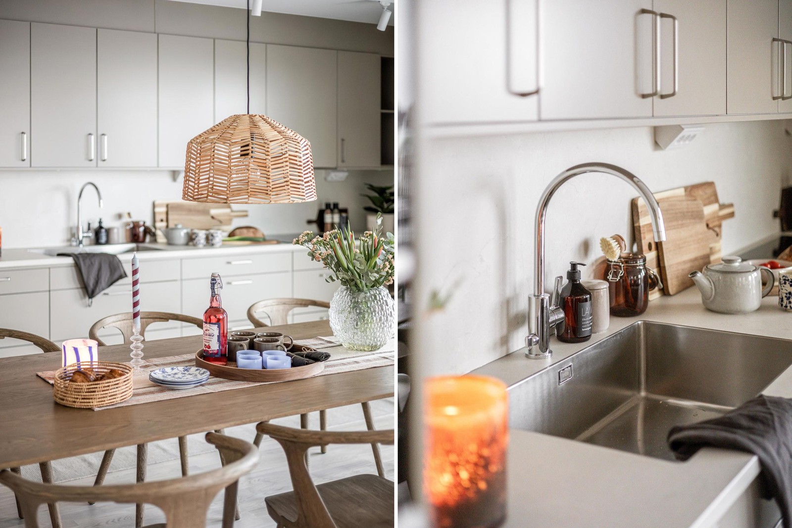 Fina materialval genom hela lägenheten