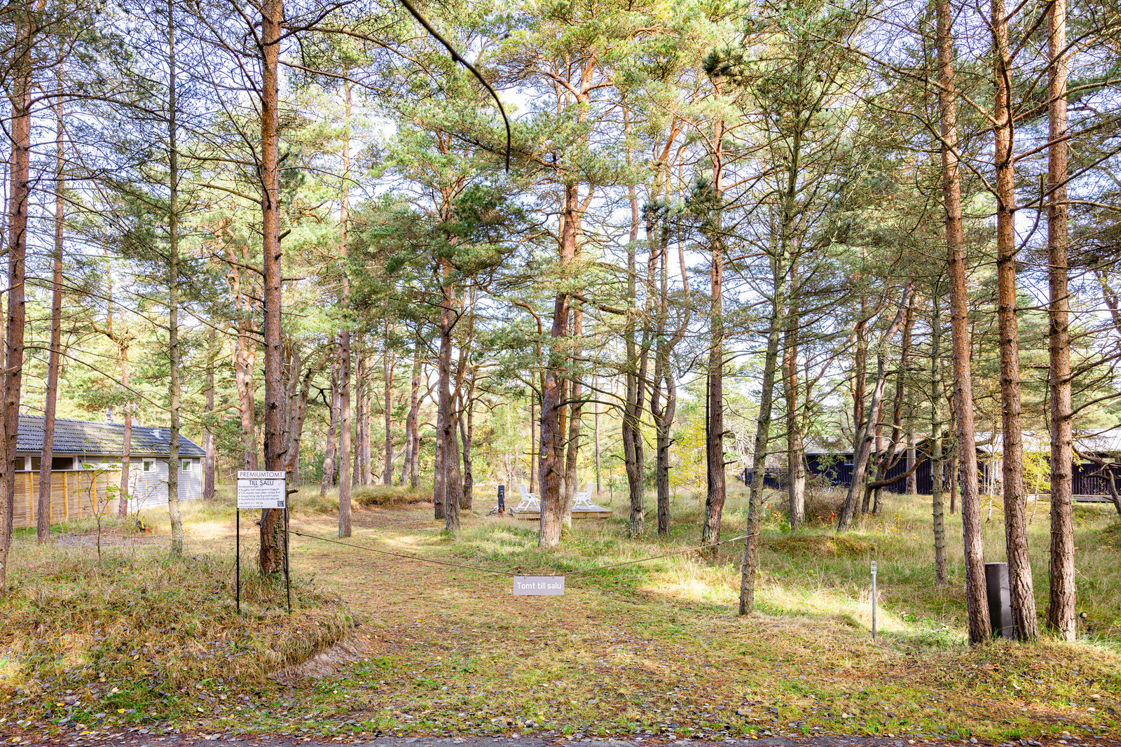 Sett från den slingrande tillfartsvägen som leder till fastigheten