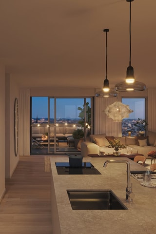 Ny planlösning som kan ingå i köpet. Detta är en digitalt skapad rendering av bostaden.