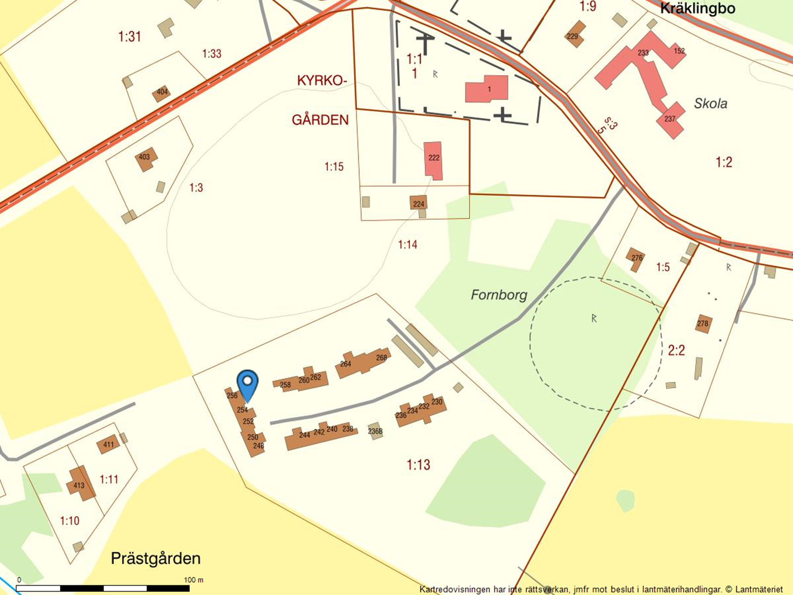 Fastighetskarta. Kräklingbo prästbacken 256 - Bjurfors
