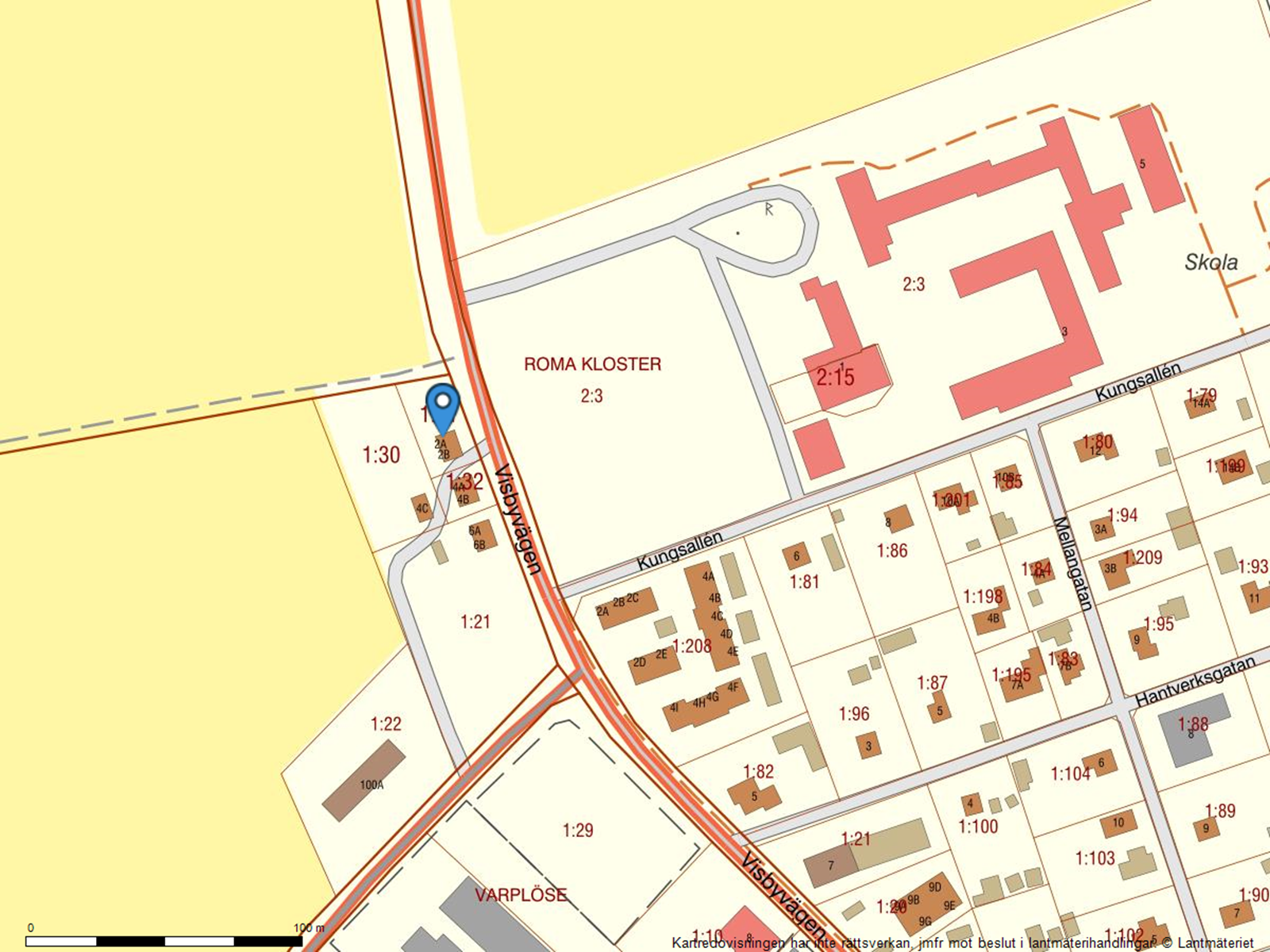 Fastighetskarta. Visbyvägen 2 - Bjurfors