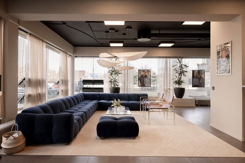 Lounge i entrén på hos mäklarna på Bjurfors Malmö City