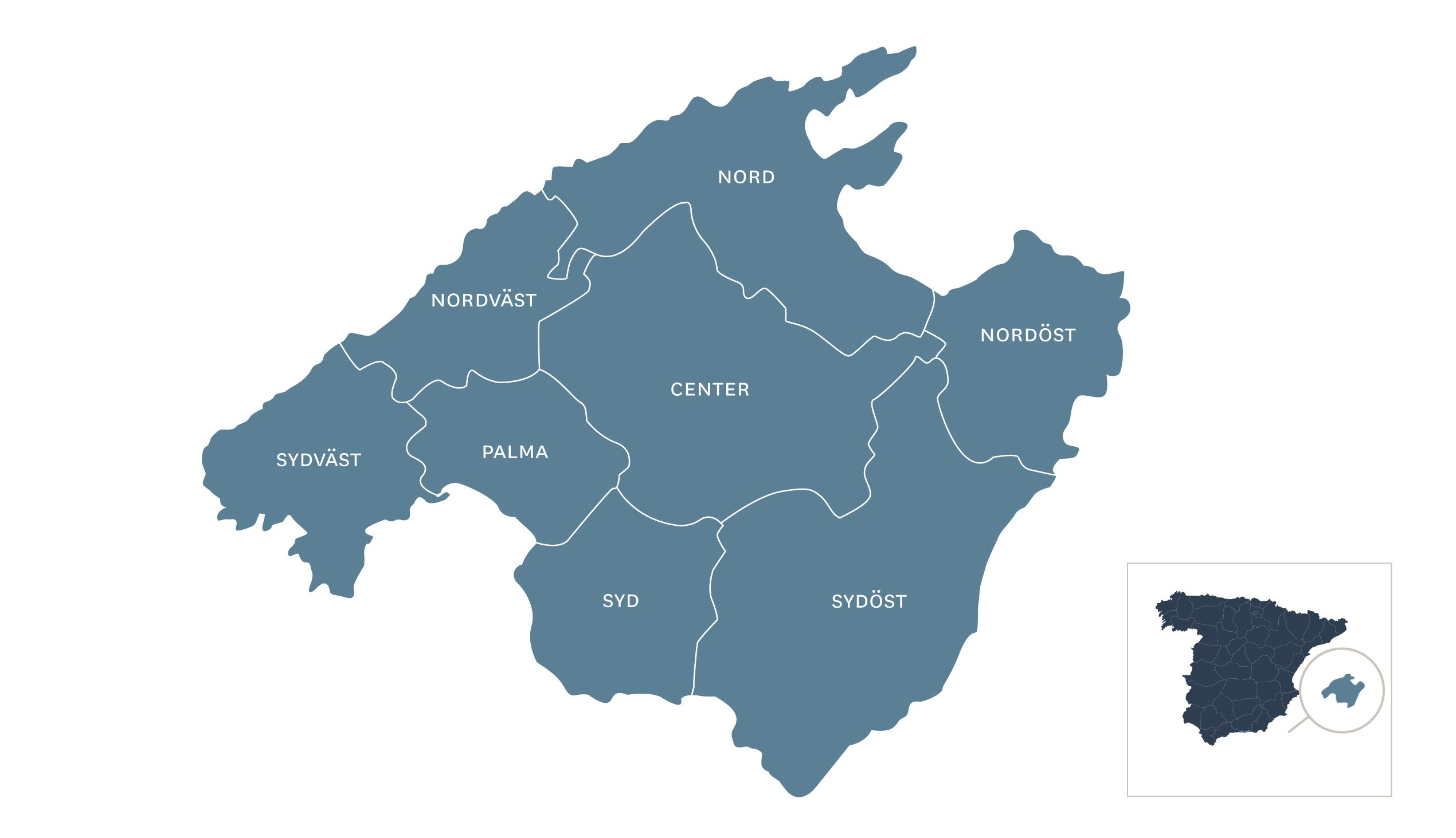 Bjurfors omr&aring;desindelning av Mallorca